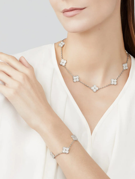 Elena Collana con Diamante Klover in Argento Nero Luxe