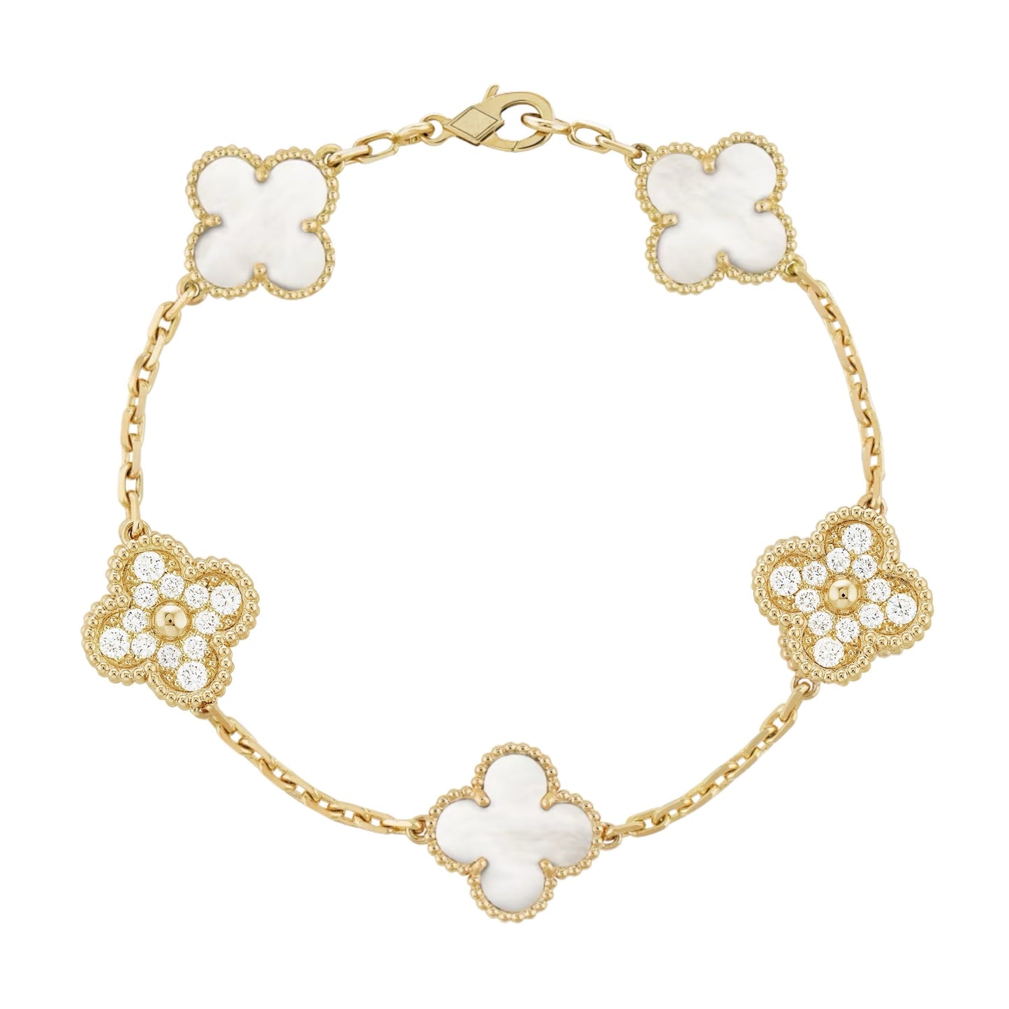 Elena Bracciale Klover in Bianco Oro con Diamante