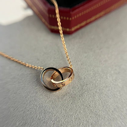Raffaella Collana Amore Doppio Anello - Oro Rosa