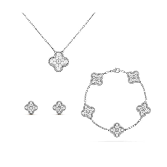 Martina Set di Diamanti Klover in Argento Nero Luxe