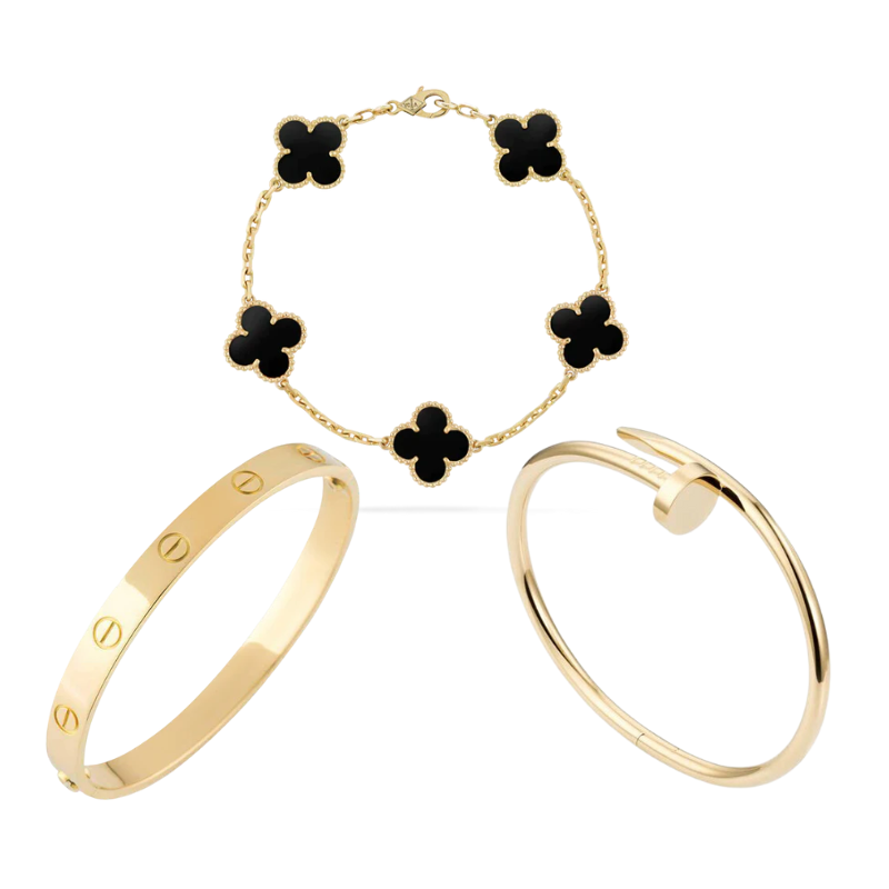 Chiara Set di Braccialetti Sovrapponibili Oro Nero