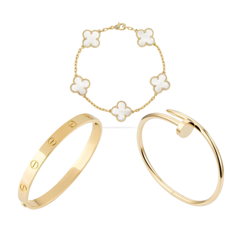 Miriam Oro Bianco Set di Bracciali Sovrapposti