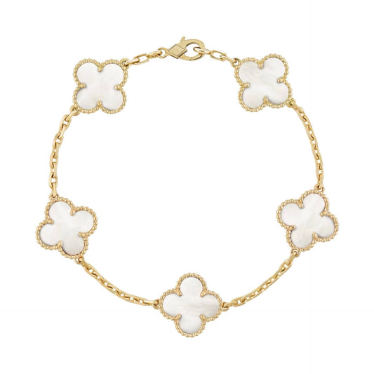 Allegra Bianco Dorato Bracciale Klöver