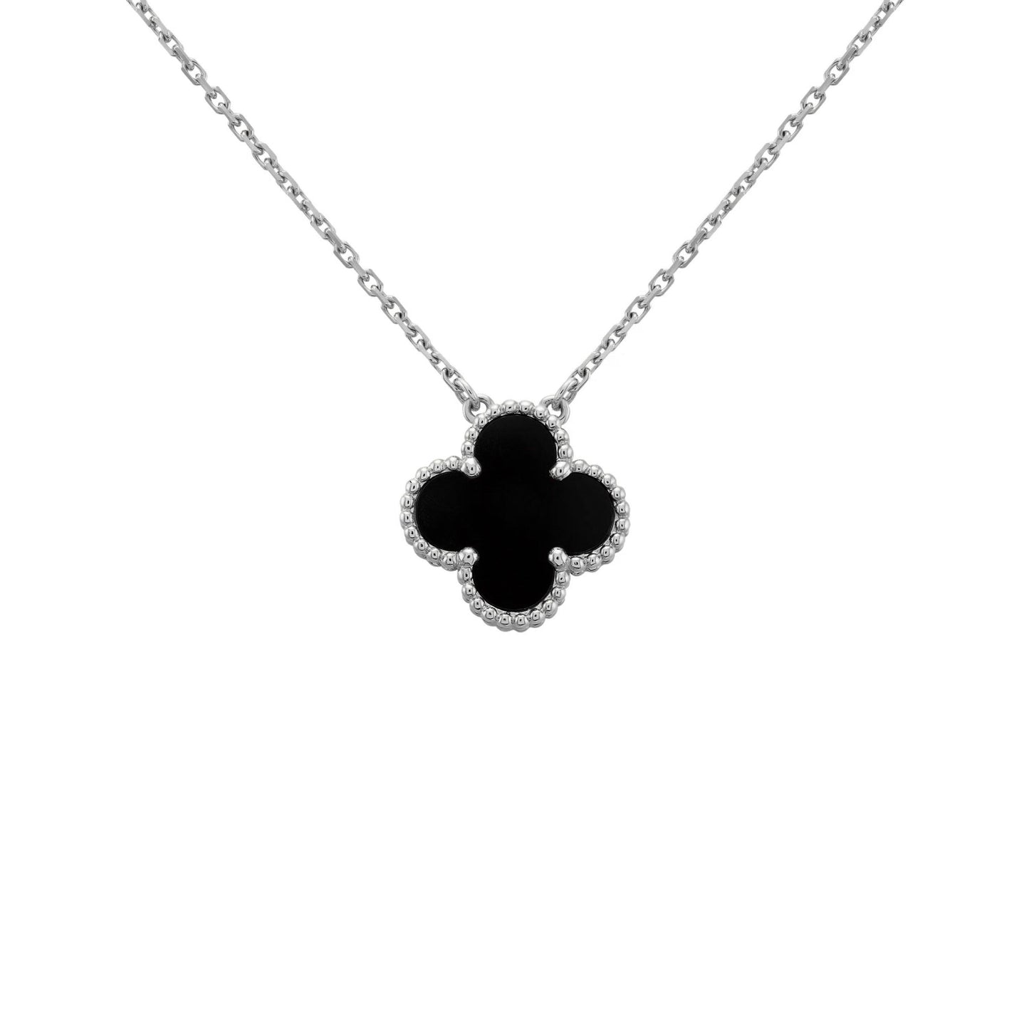 Lucrezia Argento Svart Collana Klöver