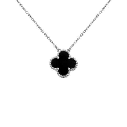 Lucrezia Argento Svart Collana Klöver