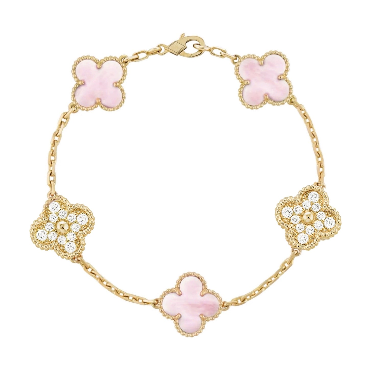 Valentina Bracciale Klover con Diamante Rosa Dorato