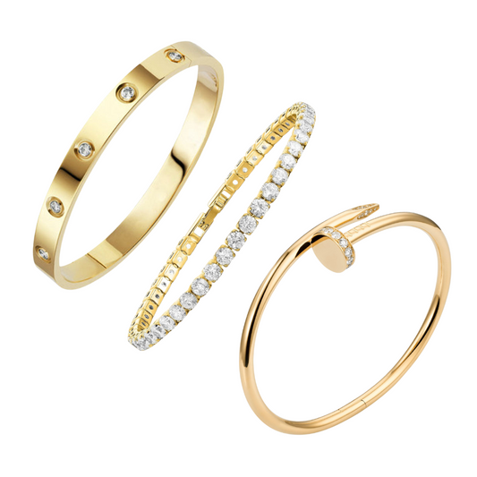 Elena Set di Bracciali Sovrapponibili Diamante Dorato