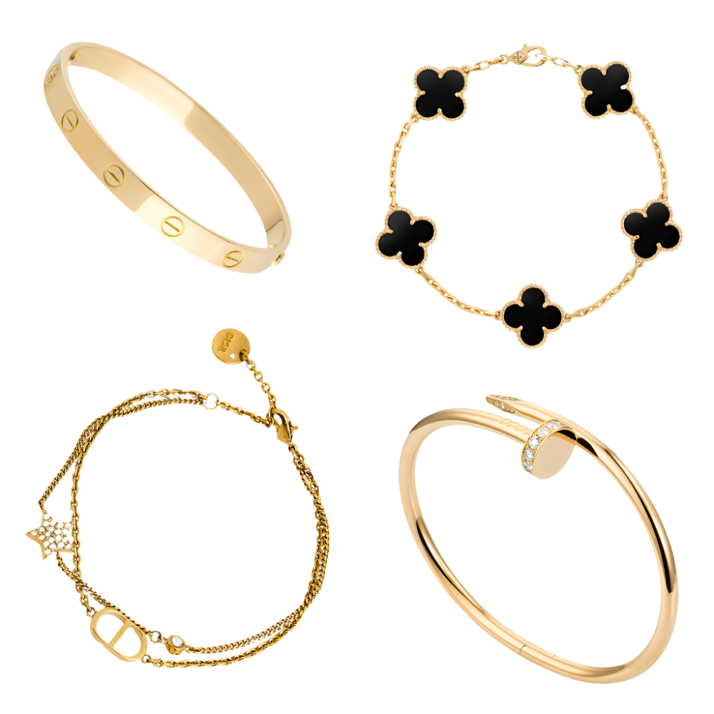 Martina Set di Bracciali Impilabili Nero Dorato