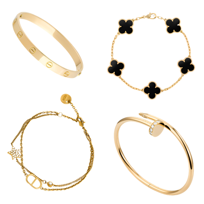 Martina Set di Bracciali Impilabili Nero Dorato