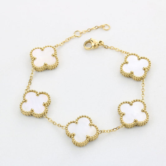 Fiore Bracciale Quadrifoglio Fortuna - Bianco